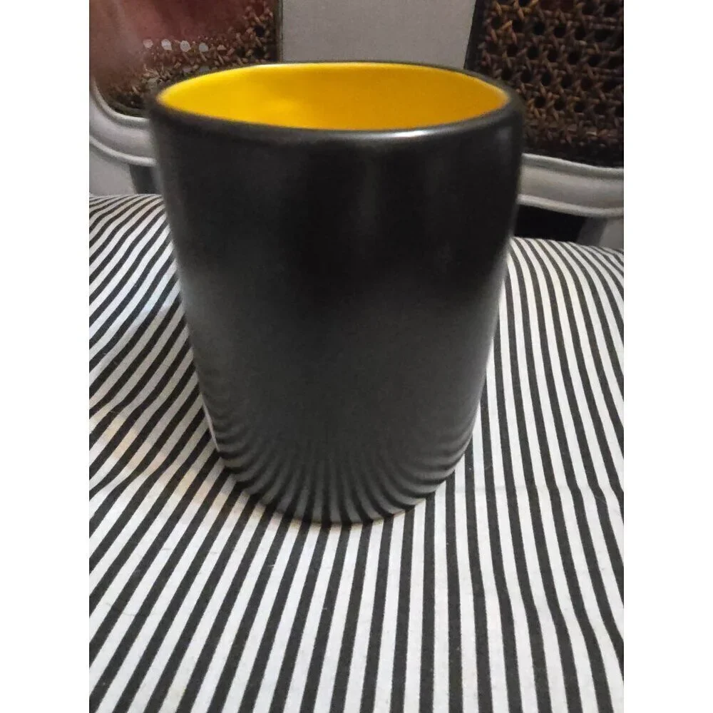 NWT Rae Dunn Artisan Halloween Trick or Treat Mug Yellow Interior Farmhouse